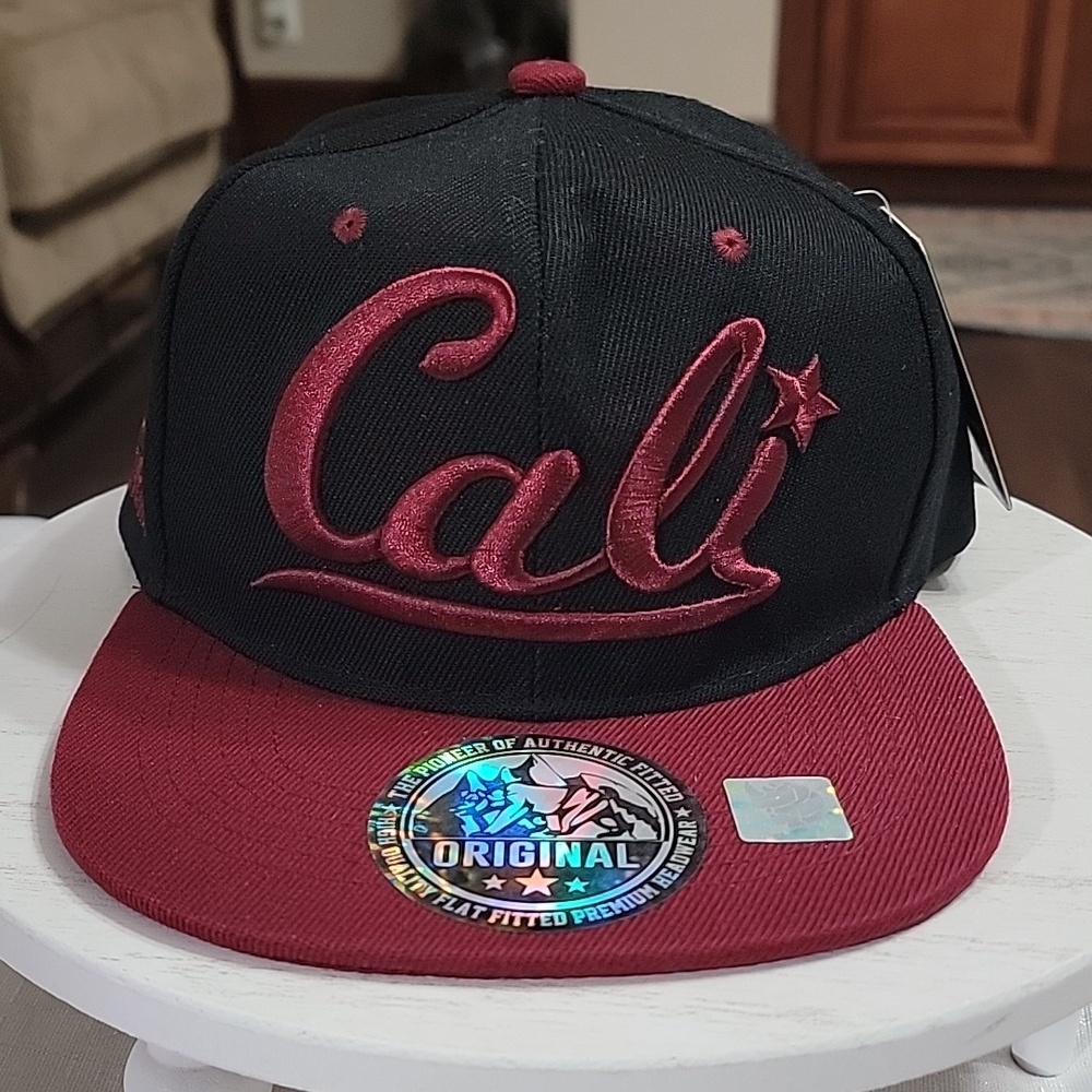 Original Cali Burgundy & Black Snapback Embroidered Cap Unisex Hat